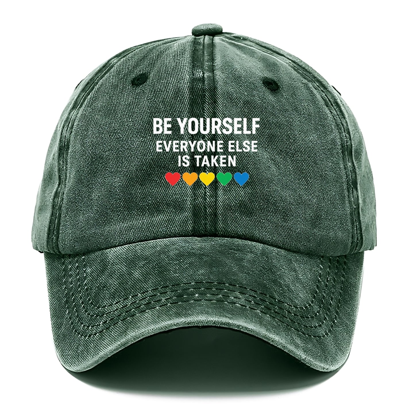 inspirational quote with rainbow hearts Hat