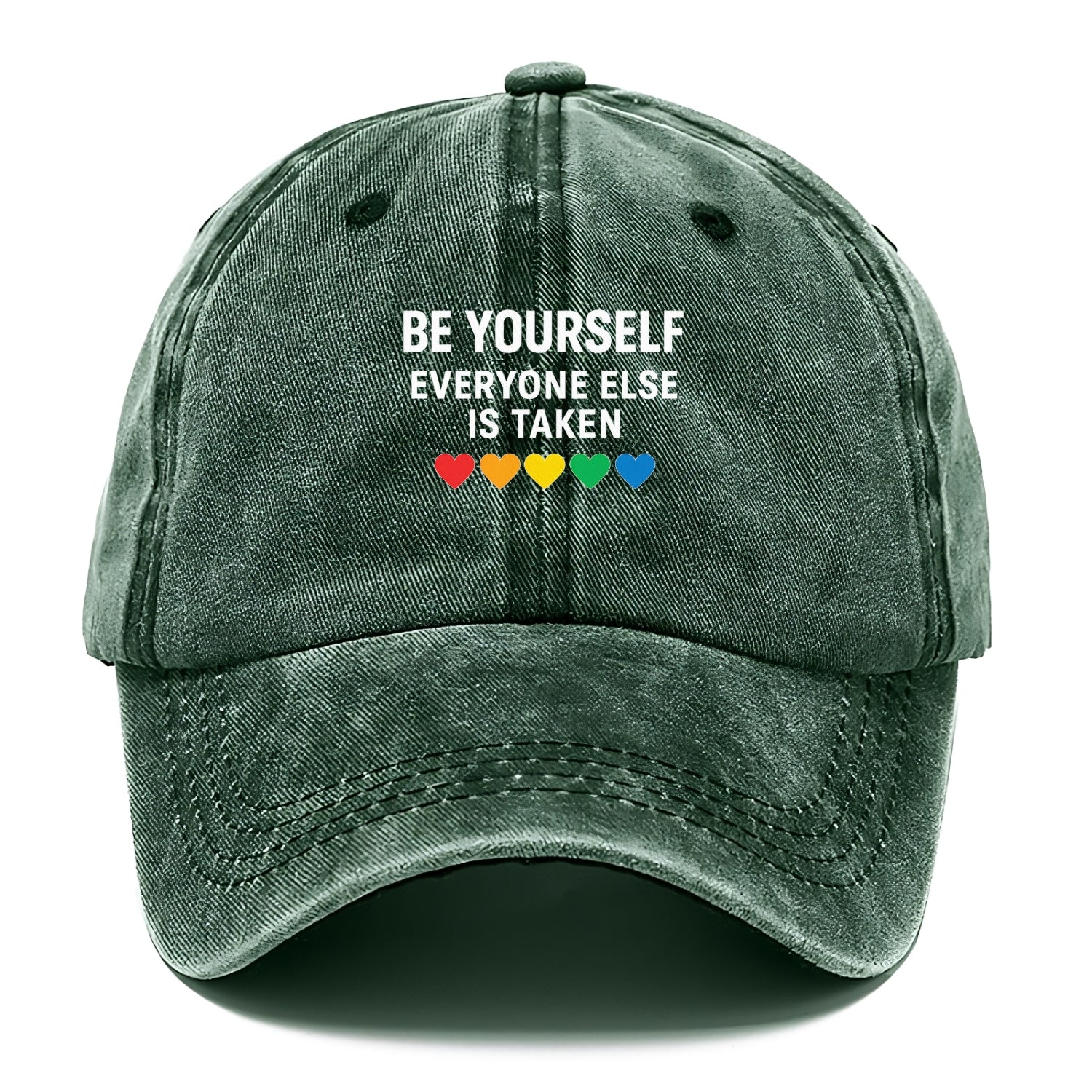 inspirational quote with rainbow hearts Hat