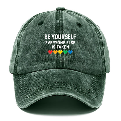 inspirational quote with rainbow hearts Hat