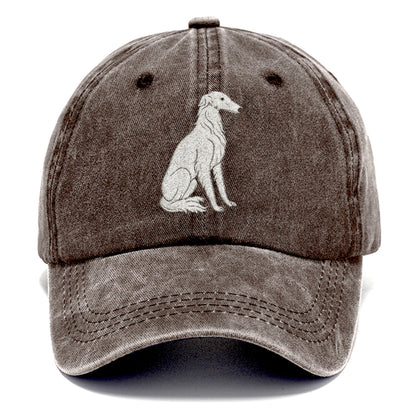 Borzoi White Sitting Pose Hat