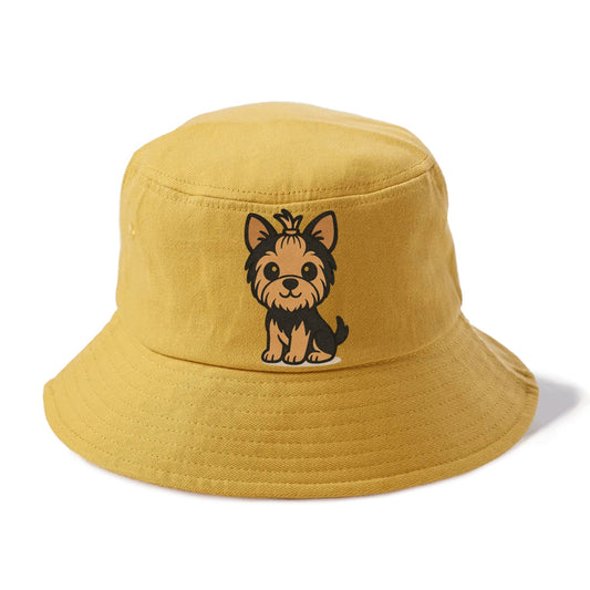 yorkshire terrier brown and black with top knot portrait design Hat