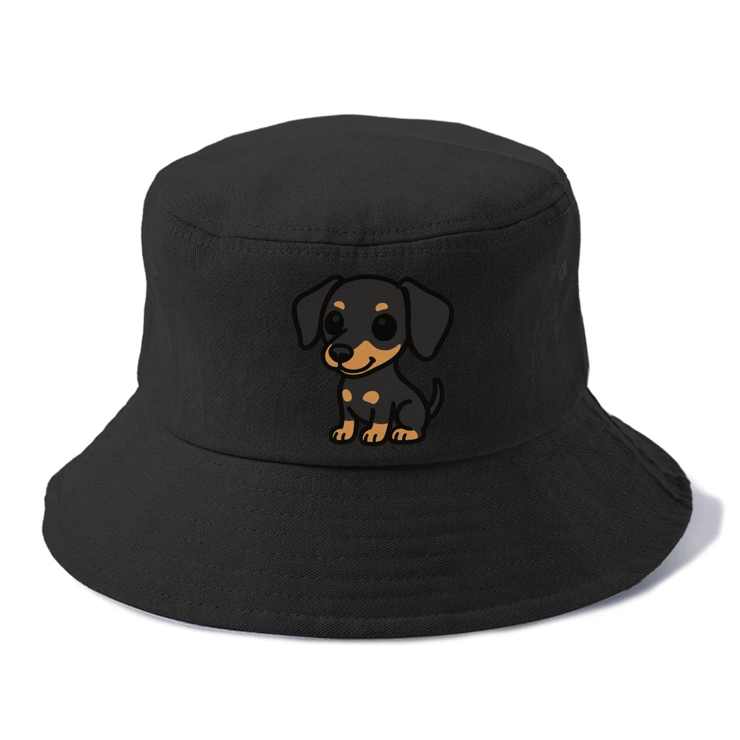 miniature pinscher black and tan sitting pose portrait design Hat