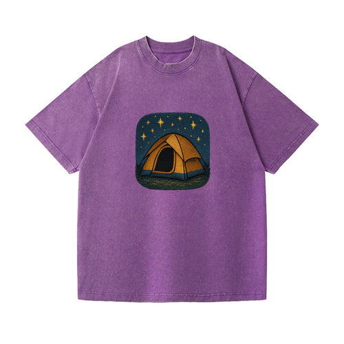 Starlit Tent Under Night Sky Vintage T-shirt