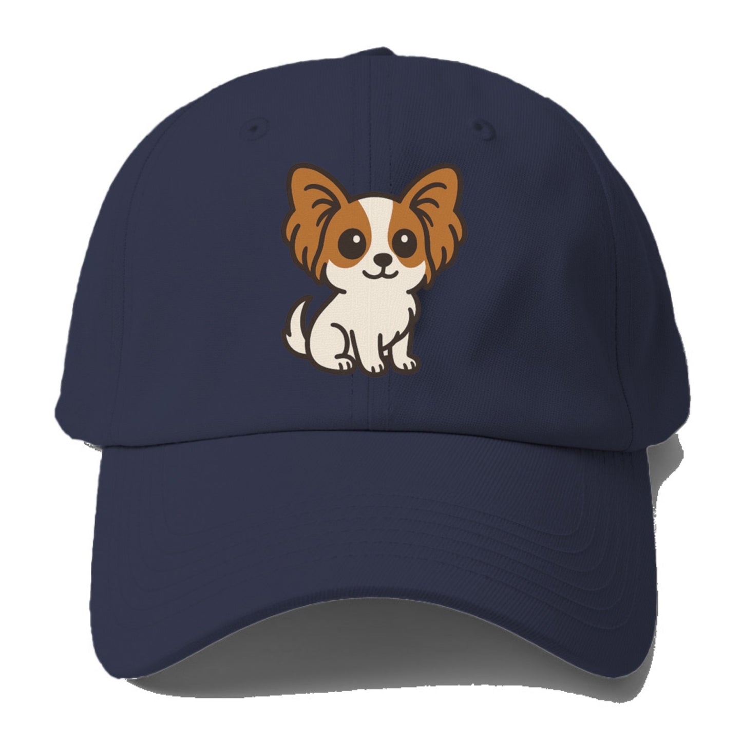 papillon white with brown ears sitting pose portrait design Hat