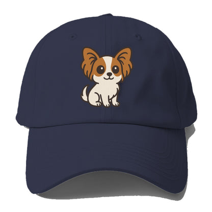 papillon white with brown ears sitting pose portrait design Hat