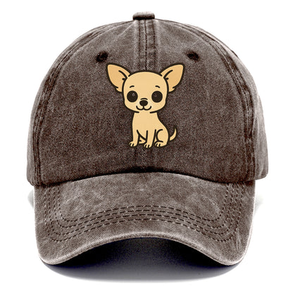 chihuahua cream colored sitting pose portrait design Hat