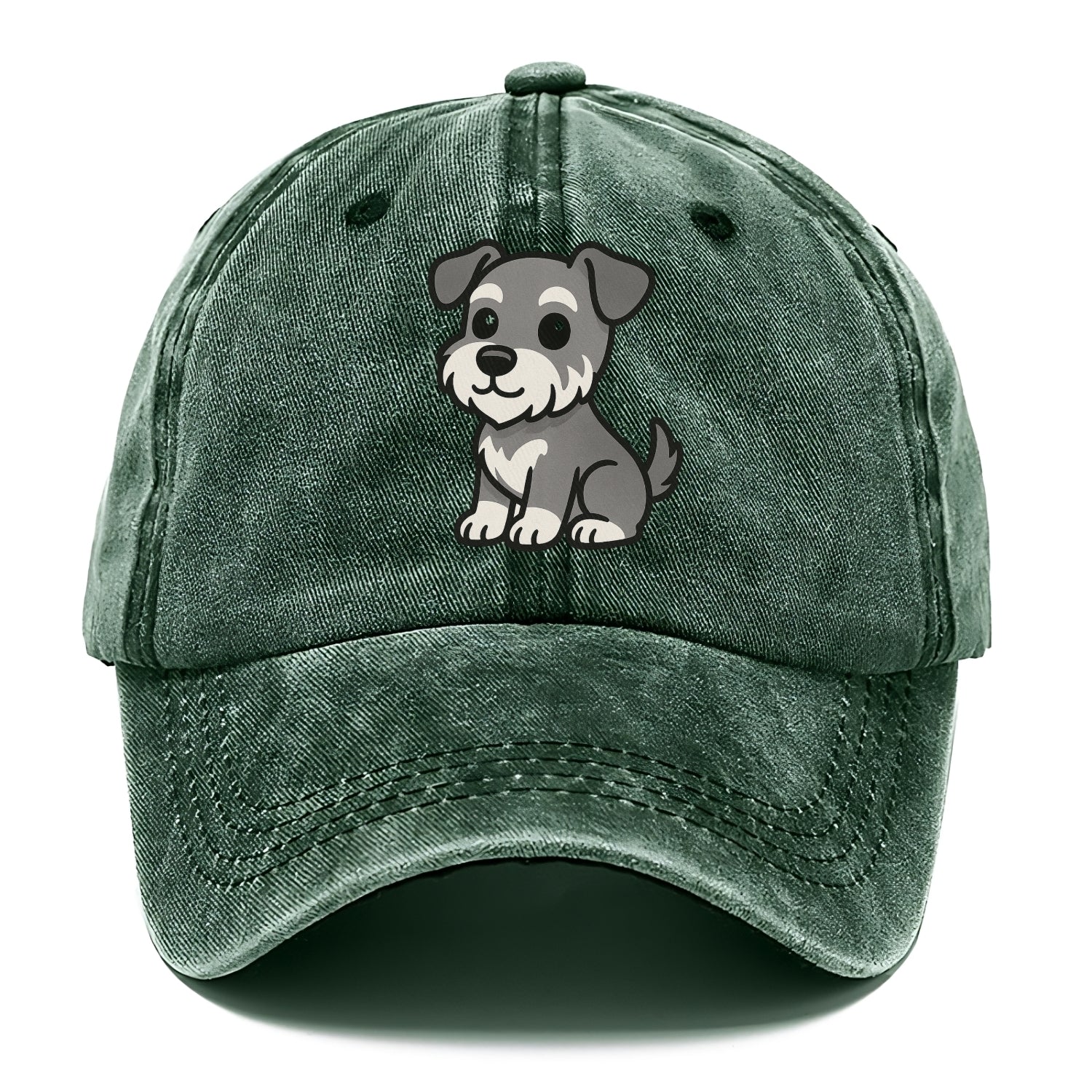 schnoodle gray and white sitting pose portrait design Hat