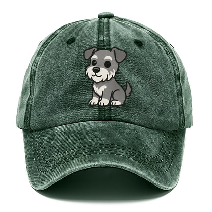 schnoodle gray and white sitting pose portrait design Hat