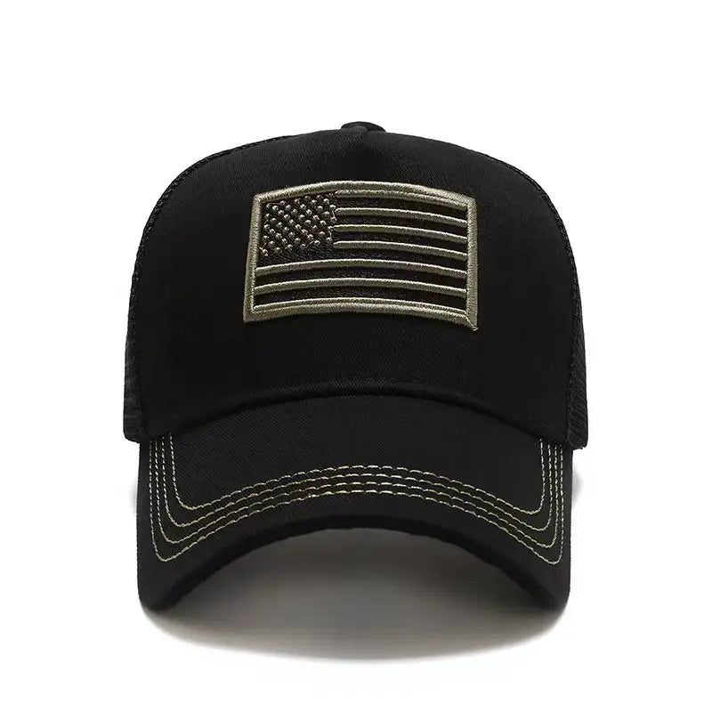 Men & Women's Vintage Mesh Trucker Baseball Cap with 'American Flag' Embroidery, Adjustable & Breathable, Perfect Gift Idea