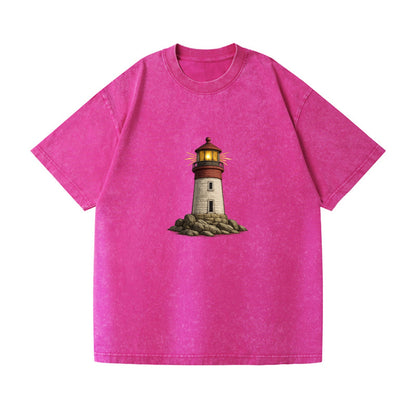 shining lighthouse on a rocky shore Hat