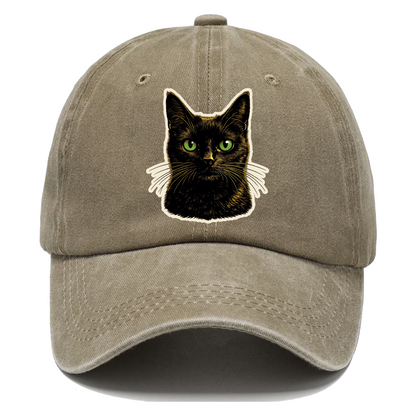 Green Eyed Black Cat Classic Cap