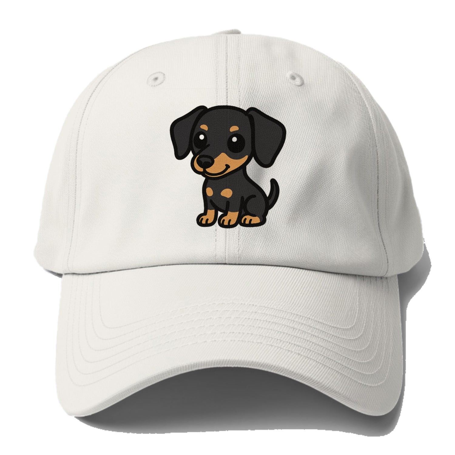 miniature pinscher black and tan sitting pose portrait design Hat
