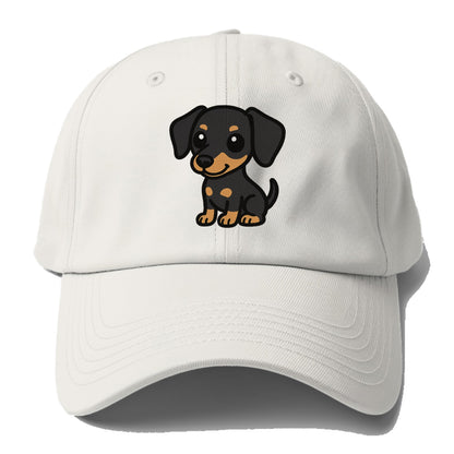 miniature pinscher black and tan sitting pose portrait design Hat