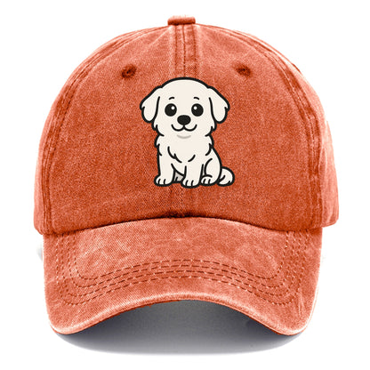 Great Pyrenees White Fluffy Sitting Pose Portrait Design Hat