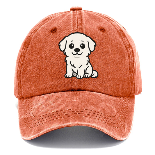 Great Pyrenees White Fluffy Sitting Pose Portrait Design Hat