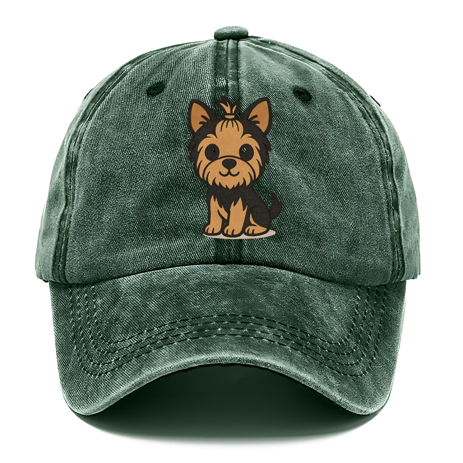 yorkshire terrier brown and black with top knot portrait design Hat