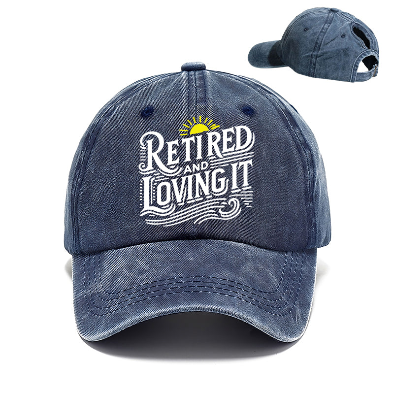 Gorra de béisbol con cola de caballo jubilada y encantada para mujer en primavera y verano