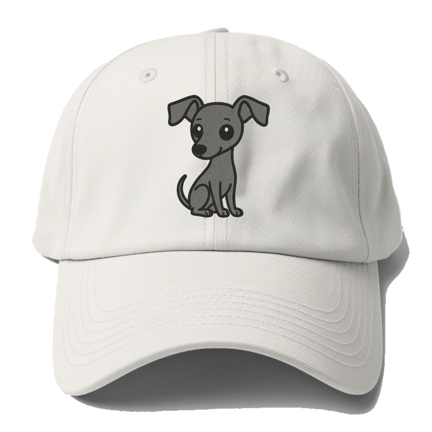 italian greyhound gray sitting pose with thin build portrait design Hat