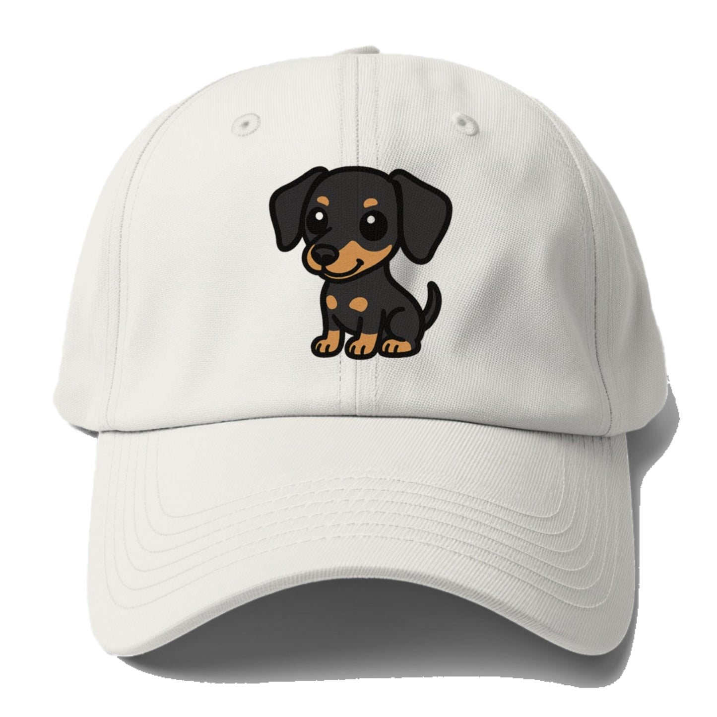 miniature pinscher black and tan sitting pose portrait design Hat