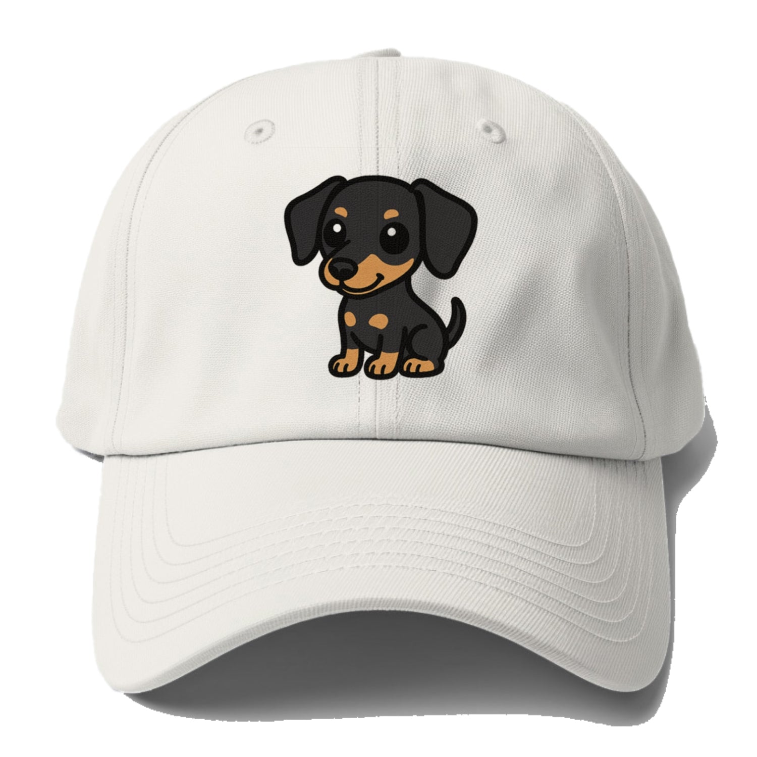 miniature pinscher black and tan sitting pose portrait design Hat