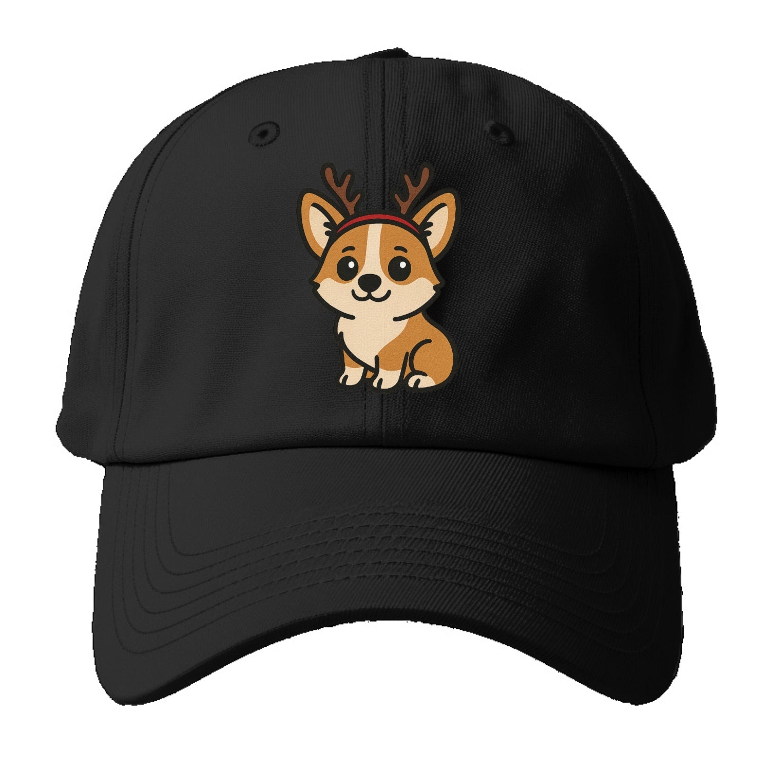 corgi wearing reindeer antlers christmas theme portrait design Hat