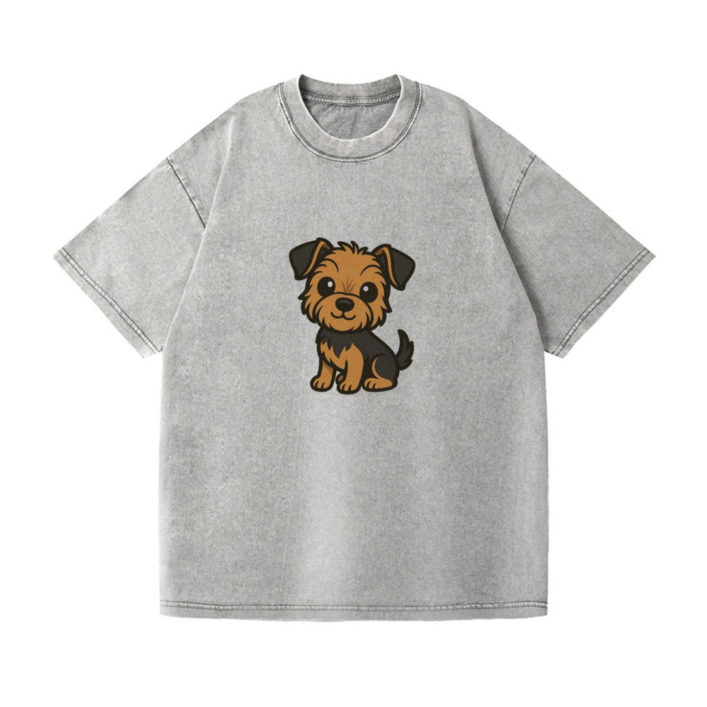 yorkipoo small brown and black sitting pose portrait design Hat