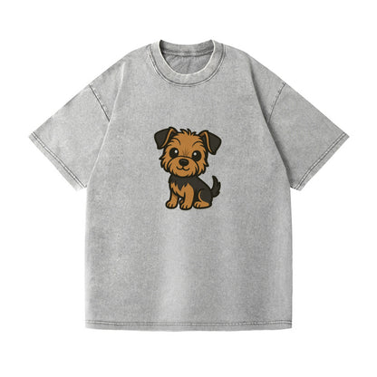 yorkipoo small brown and black sitting pose portrait design Hat