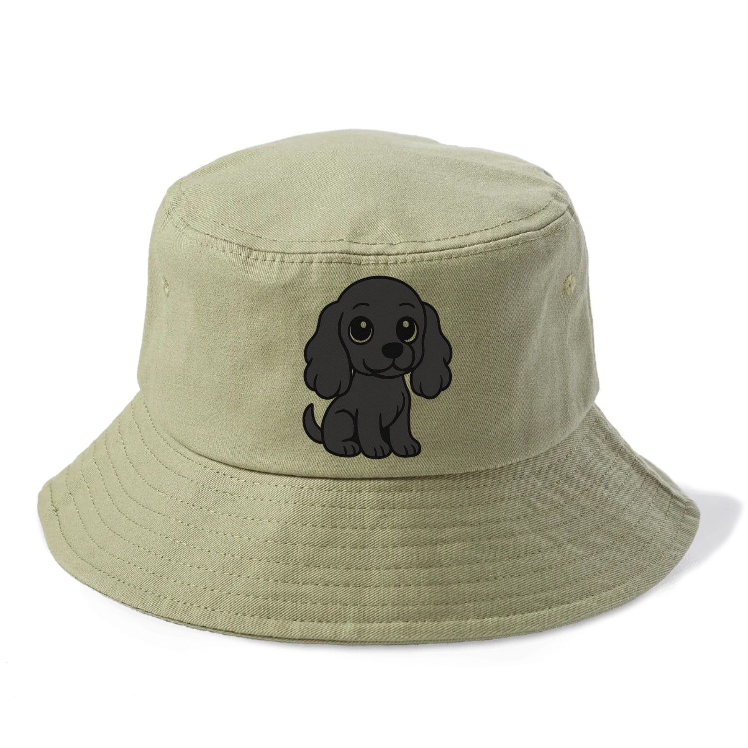 cocker spaniel black sitting pose with long ears portrait design Hat