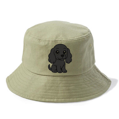 cocker spaniel black sitting pose with long ears portrait design Hat