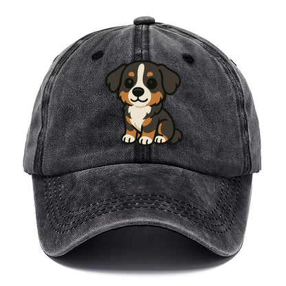 bernese mountain dog tricolor sitting pose portrait design Hat