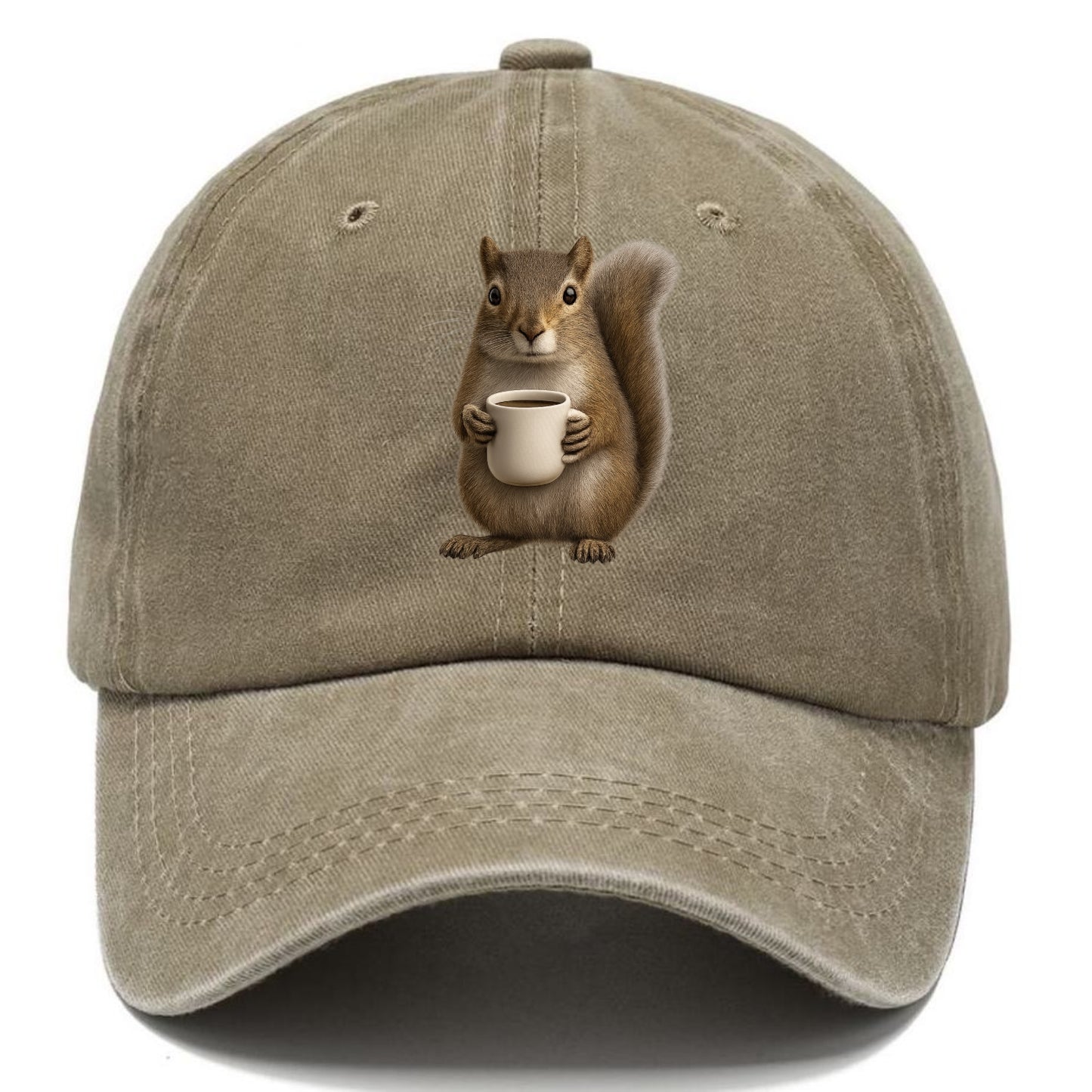 squirrel holding coffee cup art Hat