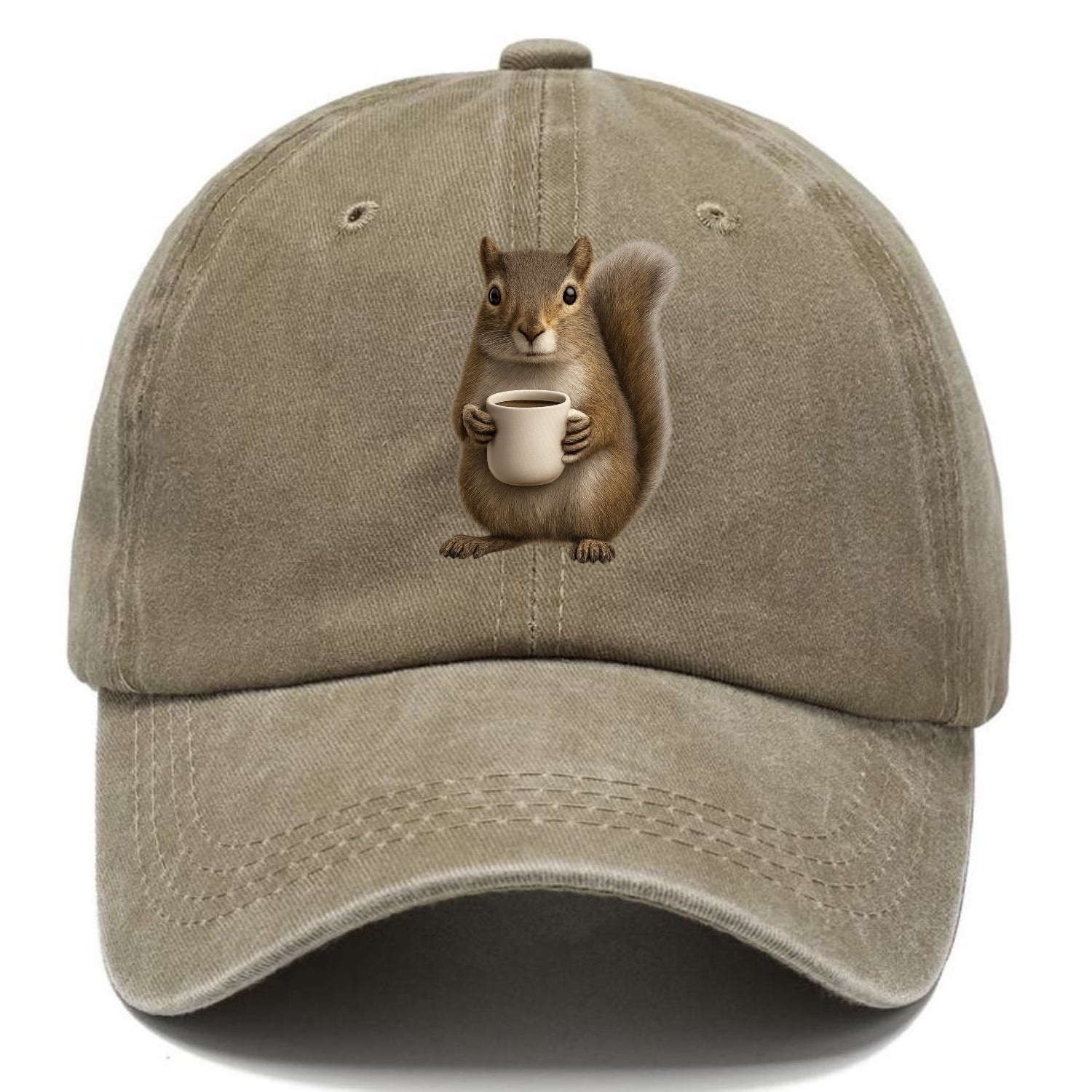 squirrel holding coffee cup art Hat