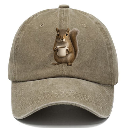 squirrel holding coffee cup art Hat