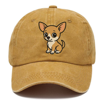 chihuahua tan and white sitting pose portrait design Hat