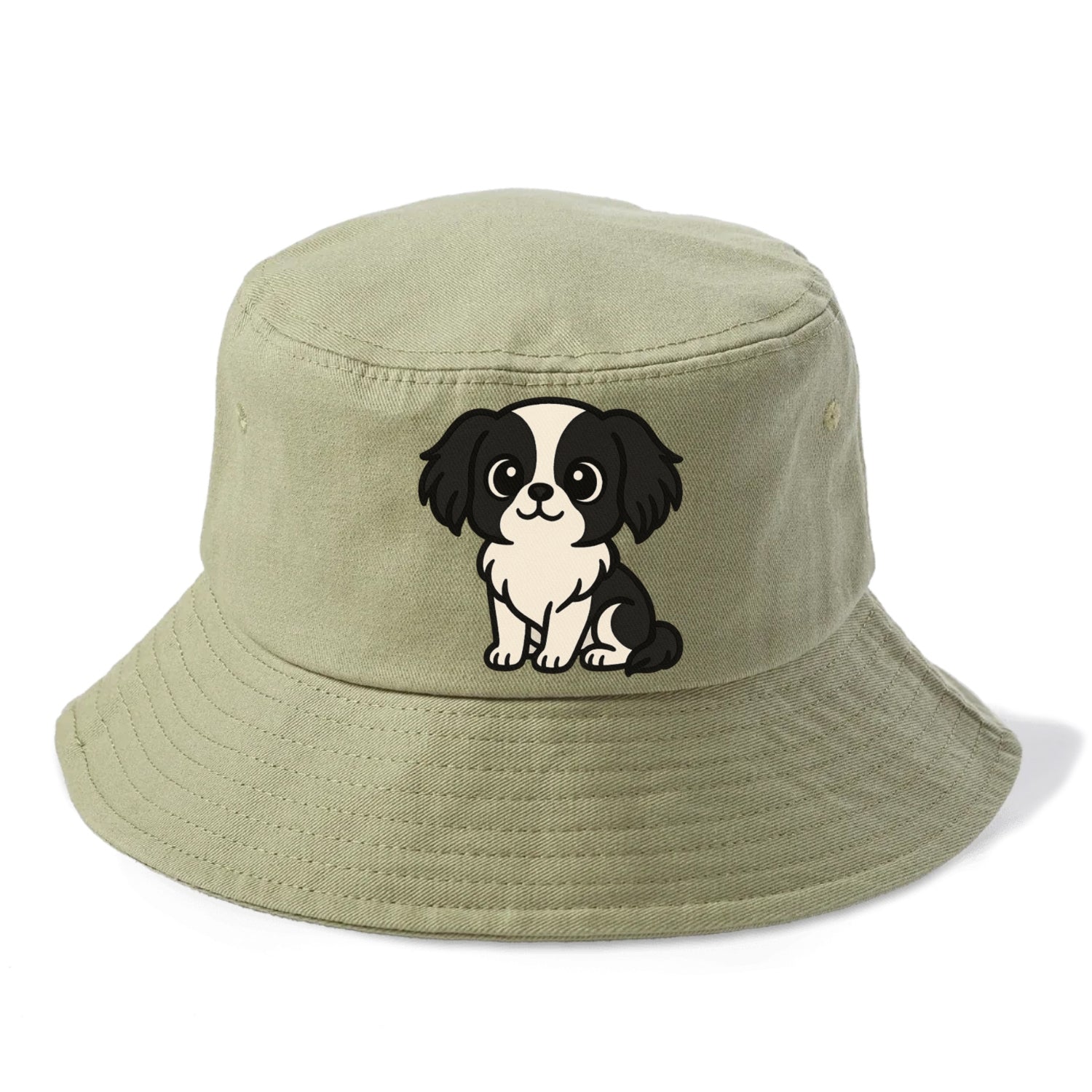 japanese chin black and white sitting pose portrait design Hat