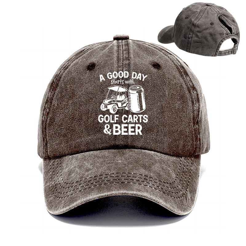 Gorra de béisbol con cola de caballo para mujer en primavera y verano: un buen día empieza con carritos de golf y cerveza.