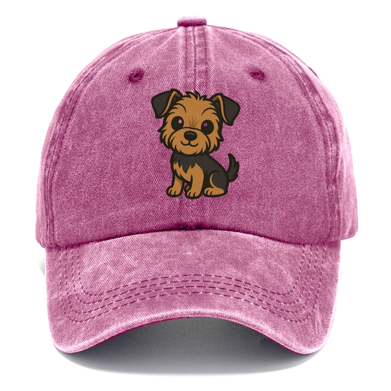 yorkipoo small brown and black sitting pose portrait design Hat