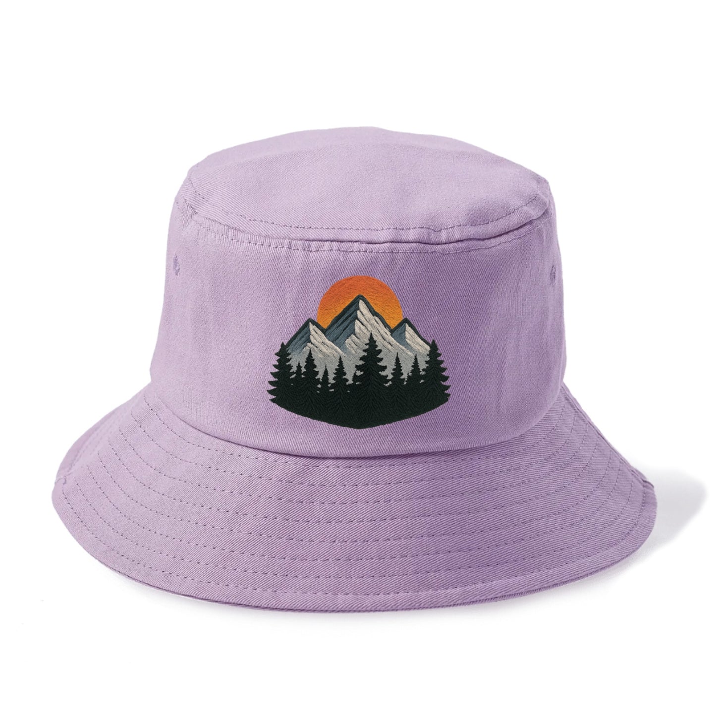 mountain sunset pine forest embroidery Hat