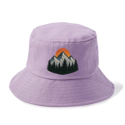 mountain sunset pine forest embroidery Hat