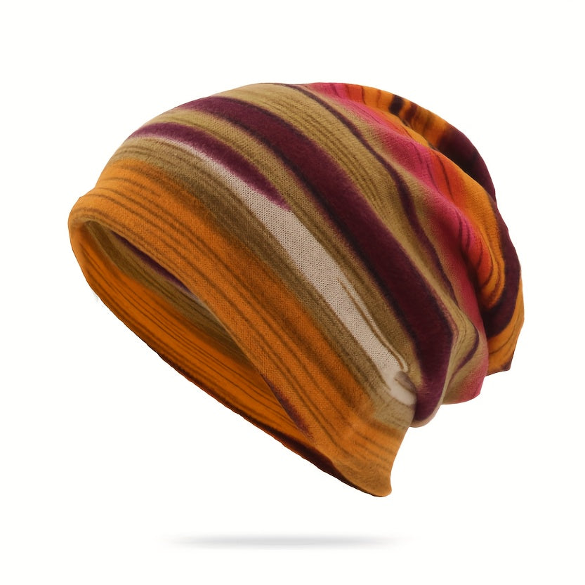 Pandaize Colorful Stripes Retro Thermal Slouchy Beanie Hat Vintage K