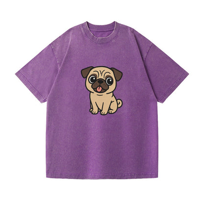 pug tilted head with tongue out portrait design Hat