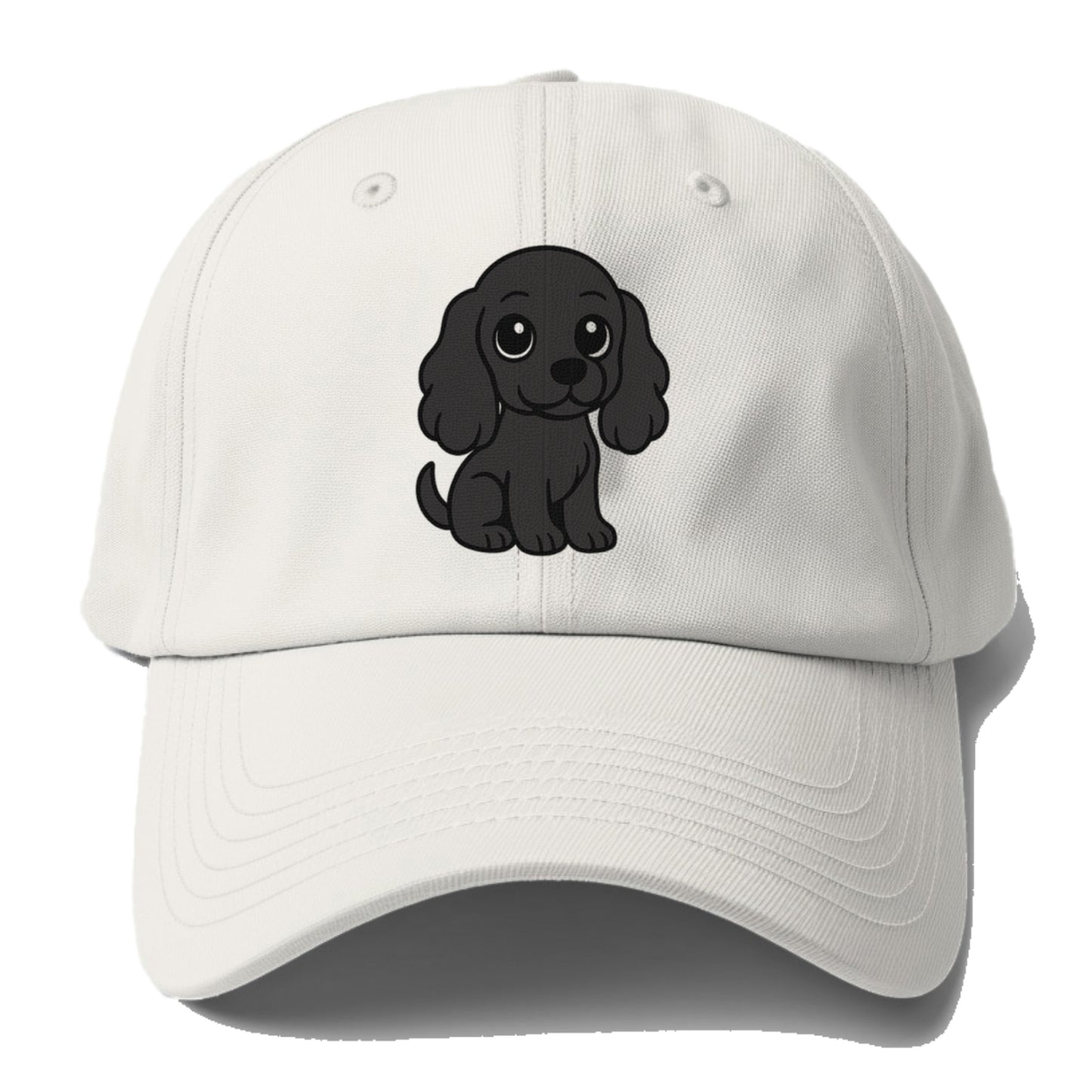 cocker spaniel black sitting pose with long ears portrait design Hat