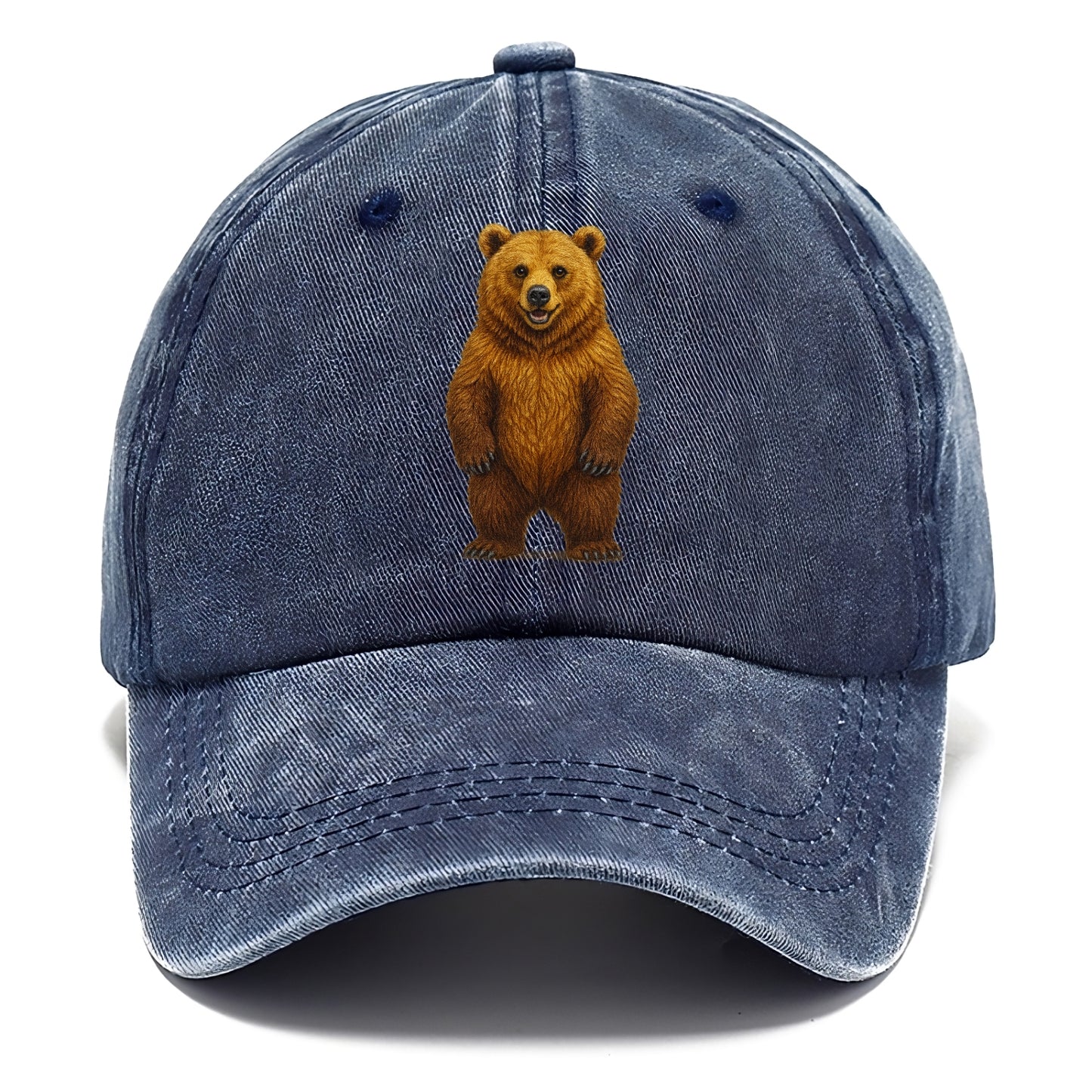 detailed brown bear on yellow background Hat