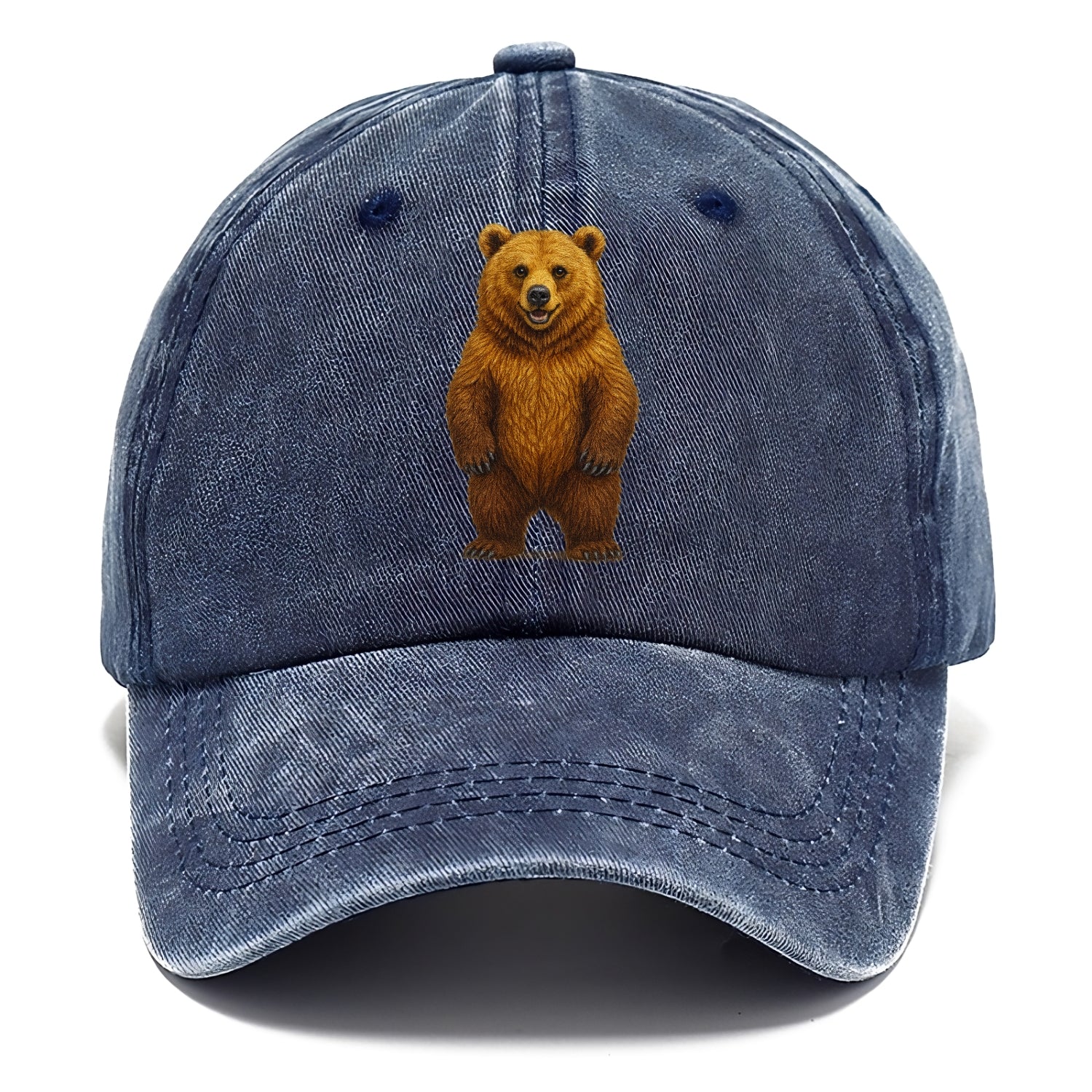 detailed brown bear on yellow background Hat