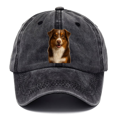 red tri australian shepherd portrait design Hat