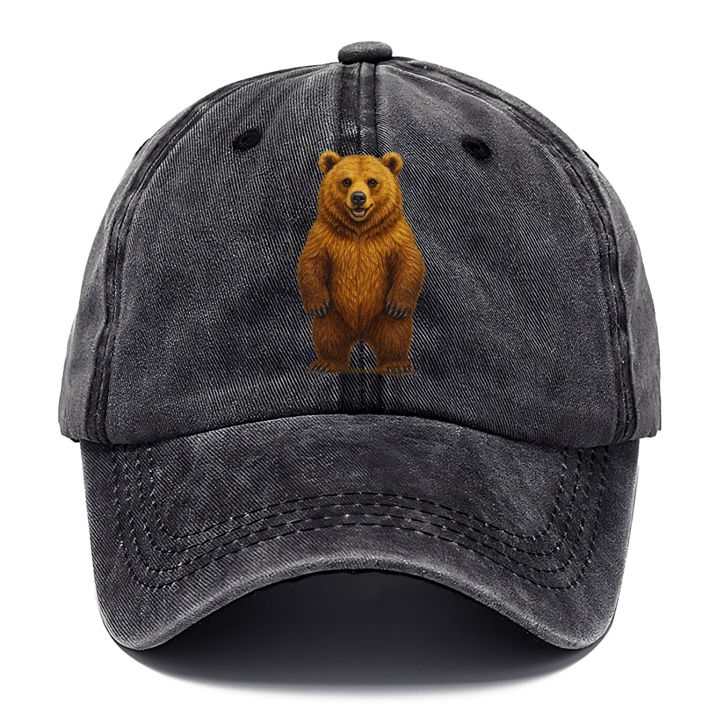detailed brown bear on yellow background Hat