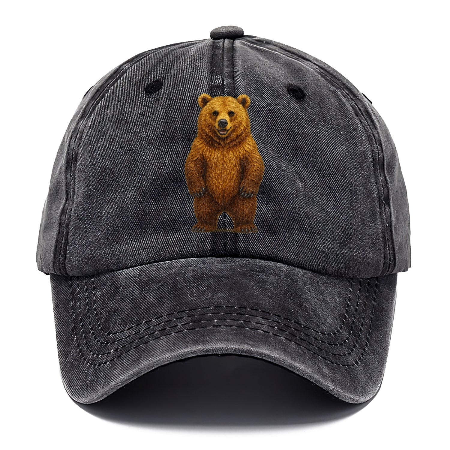 detailed brown bear on yellow background Hat