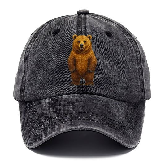 detailed brown bear on yellow background Hat