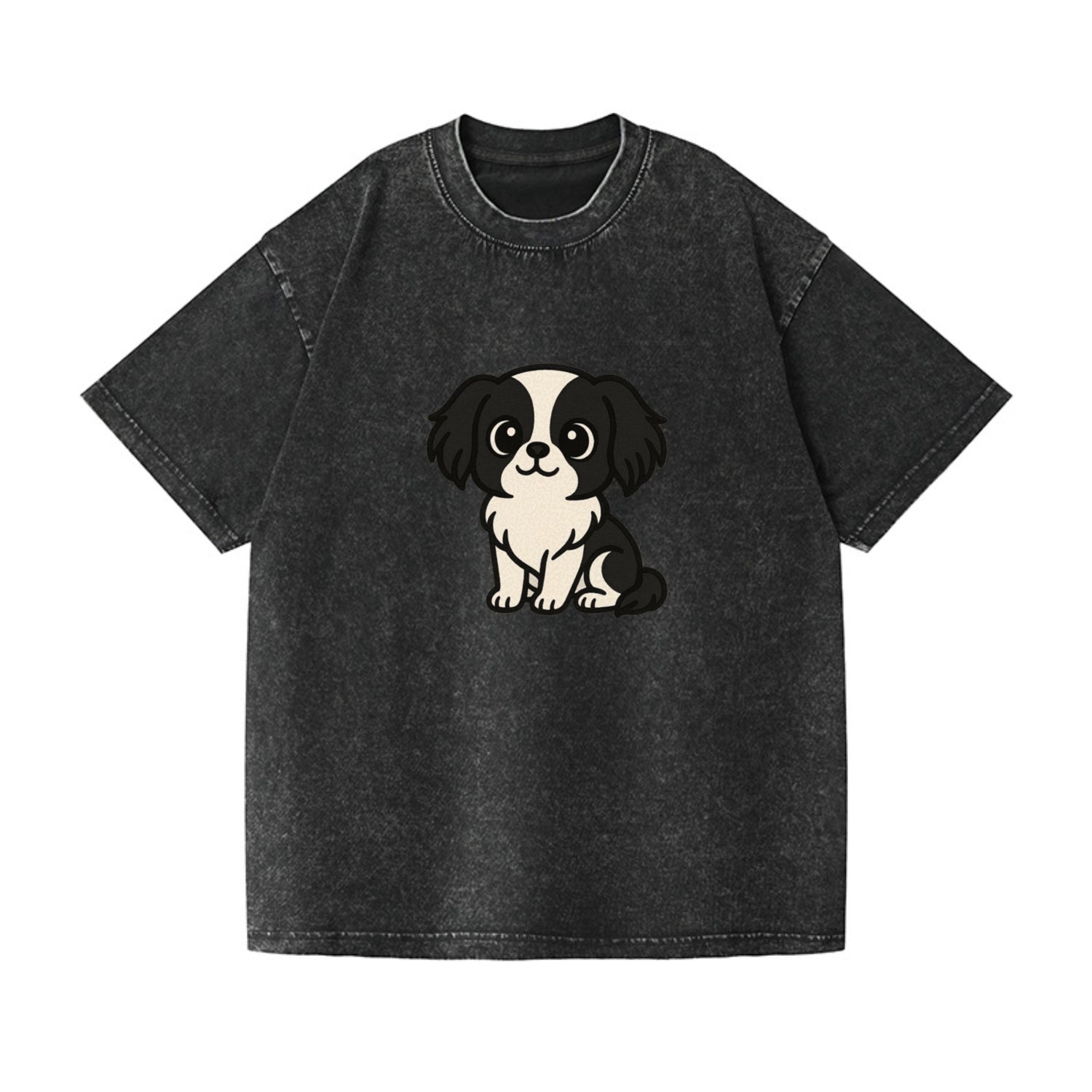 japanese chin black and white sitting pose portrait design Hat