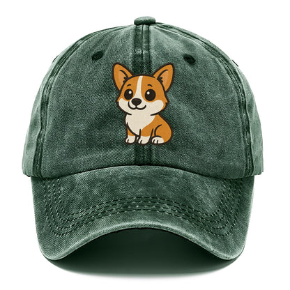 corgi orange and white sitting pose with short legs portrait design Hat